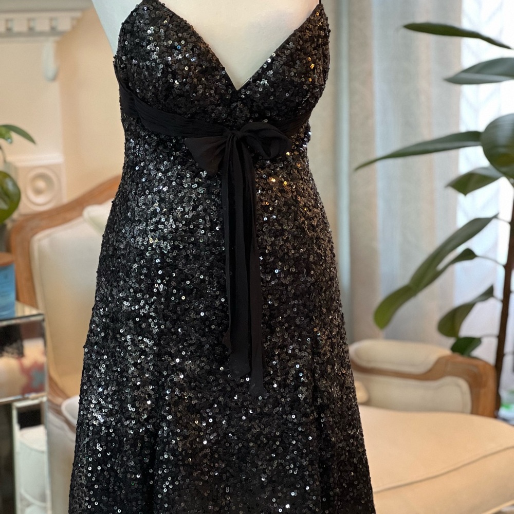 BCBG Black Strapless Sequin Dress